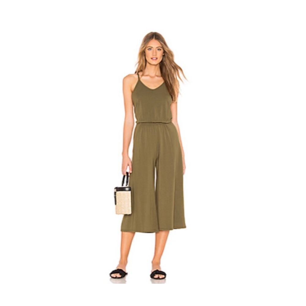 Bobi Cropped Jumpsuit Green